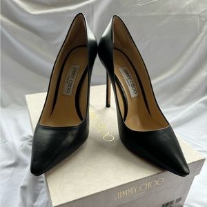 Jimmy Choo Women's Black Romy 100 Kid Leather Pump Shoes Size 39/US 9